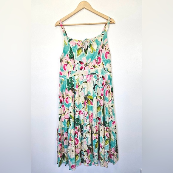 Torrid Midi Super Soft Tie Front Floral Sleeveless Dress - Picture 5 of 11